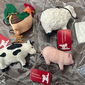 Set of 4 Farm Animal Ornaments